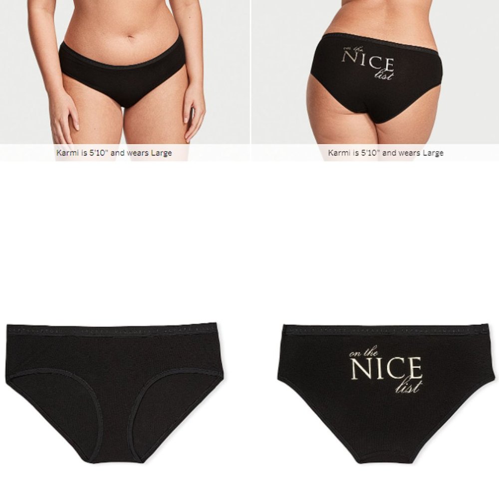 On the Nice List VS Stretch Cotton Hiphugger Holiday Panty Christmas - Picture 3 of 12